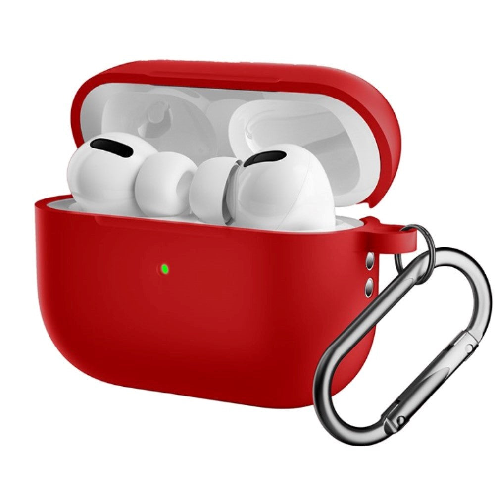 Apple Airpods Pro 2nd Gen (2022) Silikondeksel med Karabinkrok - Rødt