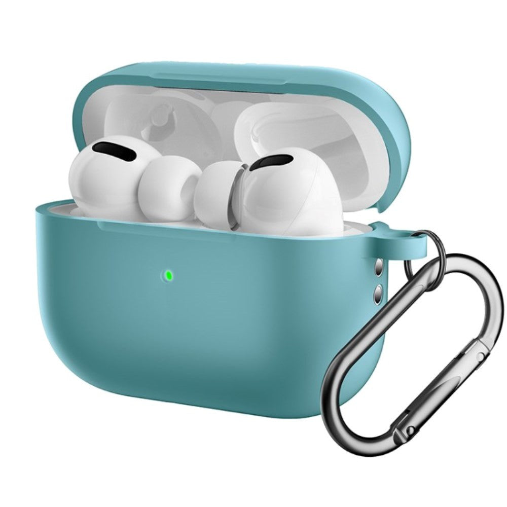 Apple Airpods Pro 2nd Gen (2022) Silikondeksel med Karabinkrok - Mintgrøn