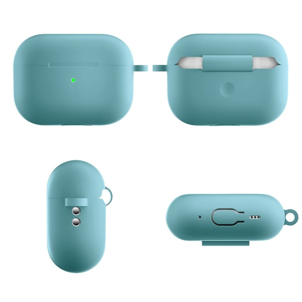 Apple Airpods Pro 2nd Gen (2022) Silikondeksel med Karabinkrok - Mintgrøn