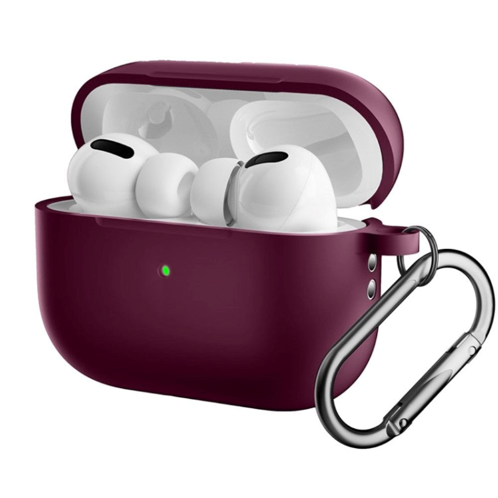 Apple Airpods Pro 2nd Gen (2022) Silikondeksel med Karabinkrok - Bordeaux