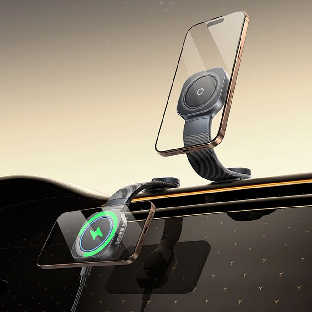 Baseus Bilholder med Trådløs Lading - Dashbord - MagSafe Kompatibel - Svart