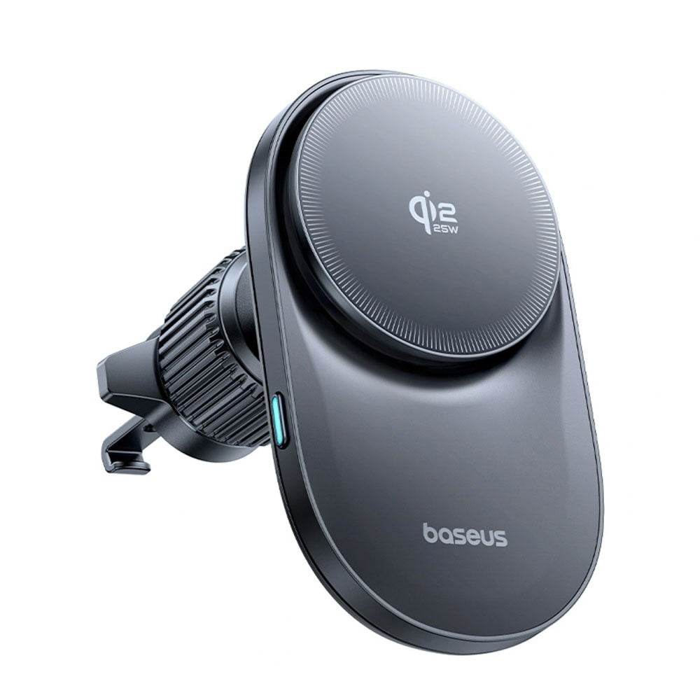 Baseus Magnetisk Bilholder med Trådløs Lading & Vifte - Ventilasjonsgitter - MagSafe Kompatibel - Svart