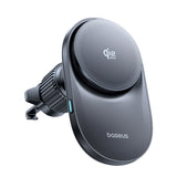 Baseus Magnetisk Bilholder med Trådløs Lading & Vifte - Ventilasjonsgitter - MagSafe Kompatibel - Svart
