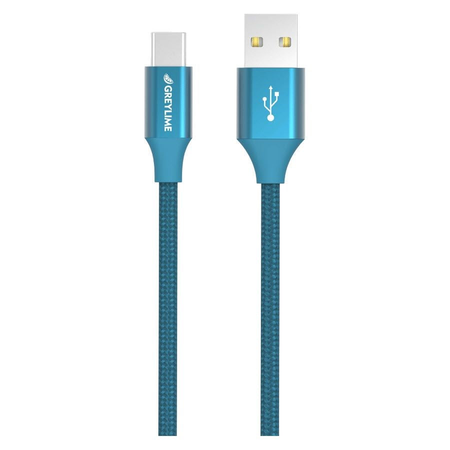 GreyLime Flettet (3A/15W) USB-C Kabel 1 meter - Blå