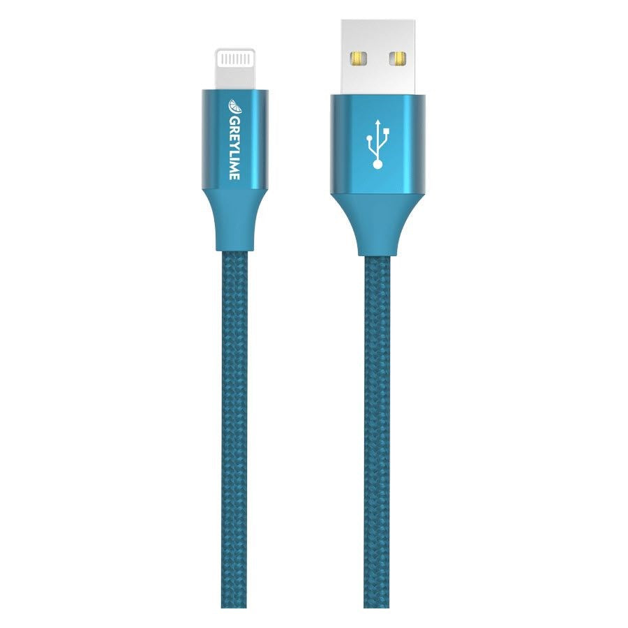 GreyLime Flettet USB-A til Lightning Kabel 1 meter - Blå