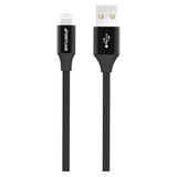 GreyLime Flettet USB-A til Lightning Kabel 2 meter - Svart