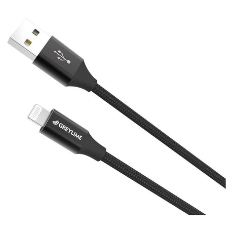 GreyLime Flettet USB-A til Lightning Kabel 1 meter - Svart