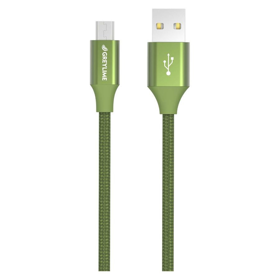 GreyLime Flettet USB-A til Micro USB Kabel 1 meter  - Grønn