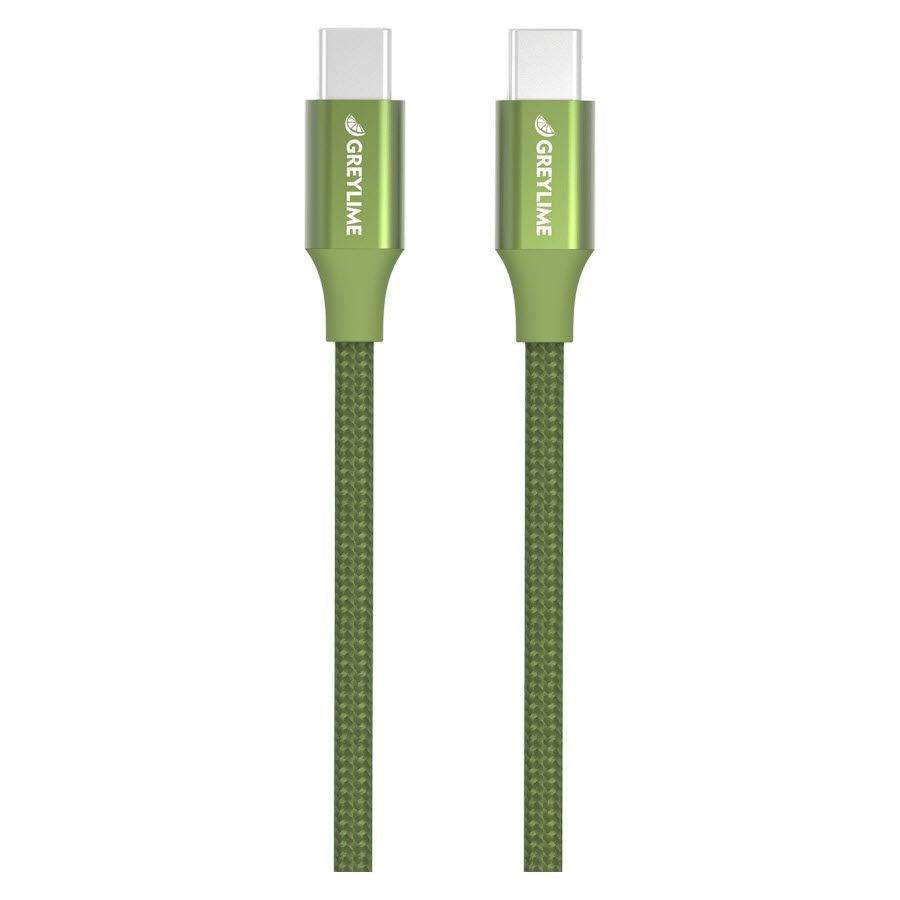 GreyLime Flettet USB-C til USB-C Kabel 1 meter - Grøn