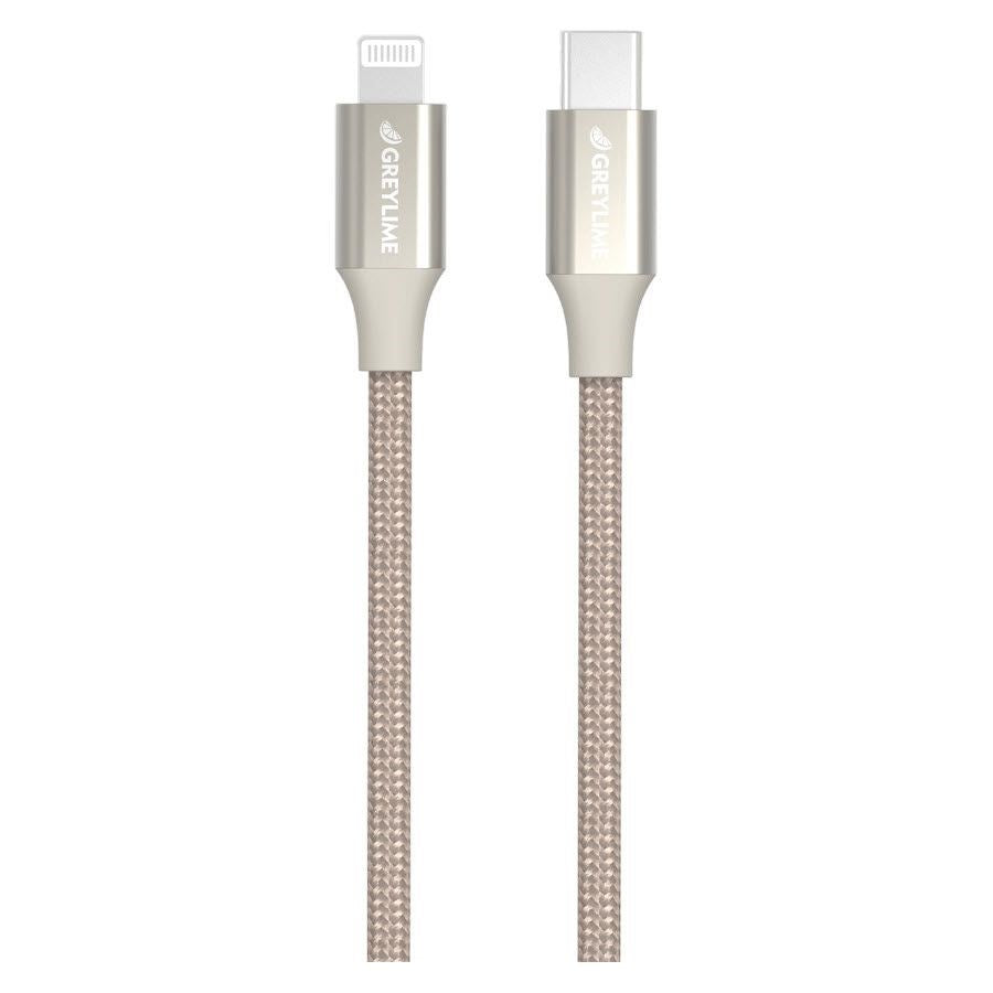 GreyLime 18W Flettet USB-C til Lightning Kabel 1 meter - Beige