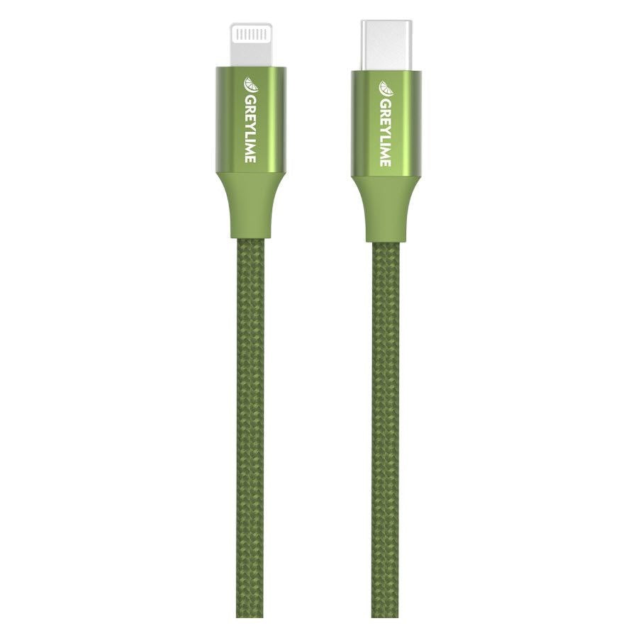 GreyLime 18W Flettet USB-C til Lightning Kabel 2 meter - Grønn