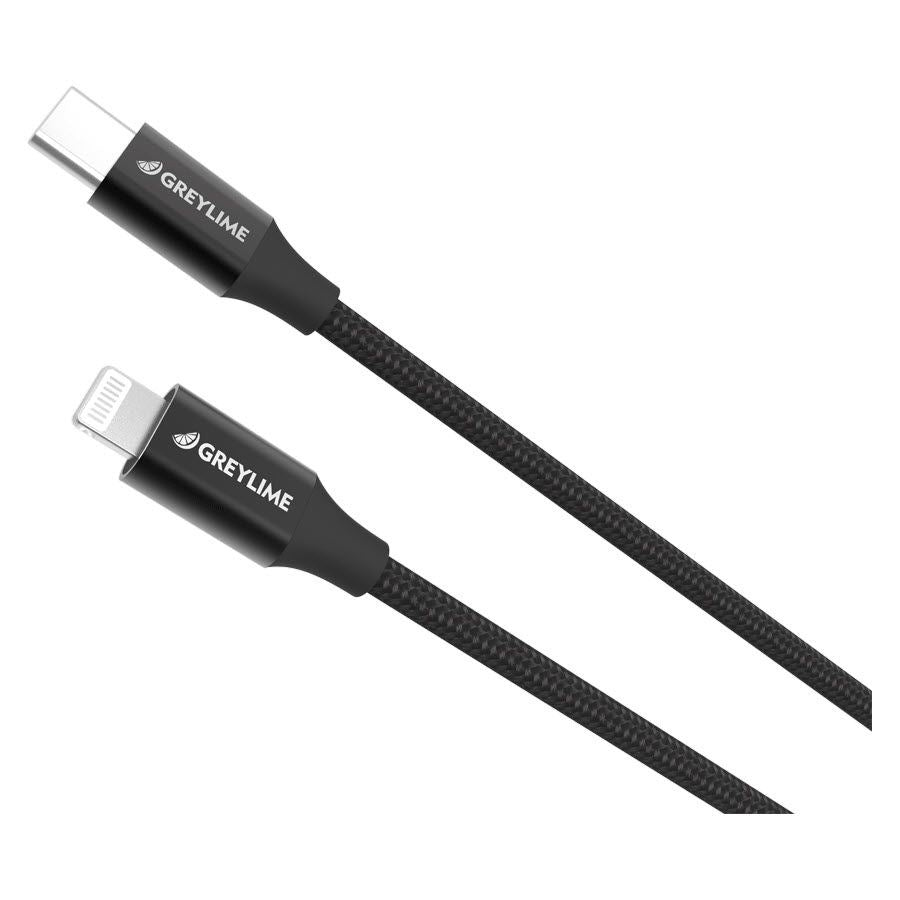 GreyLime 18W Flettet USB-C til Lightning Kabel 1 meter - Svart