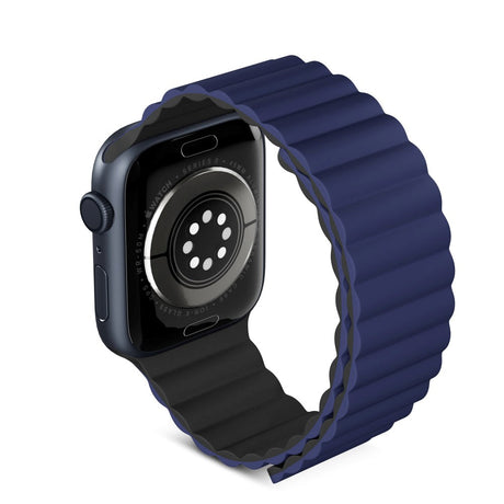 Apple Watch (42/44/SE/45/46/49mm) Epico Magnetisk Silikon Rem - Blå / Svart