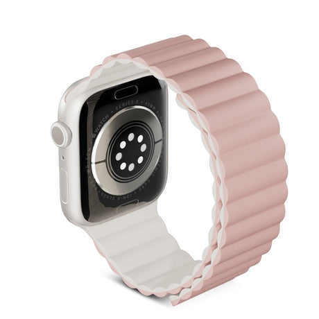 Apple Watch (42/44/SE/45/46/49mm) Epico Magnetisk Silikon Rem - Rosa / Grå