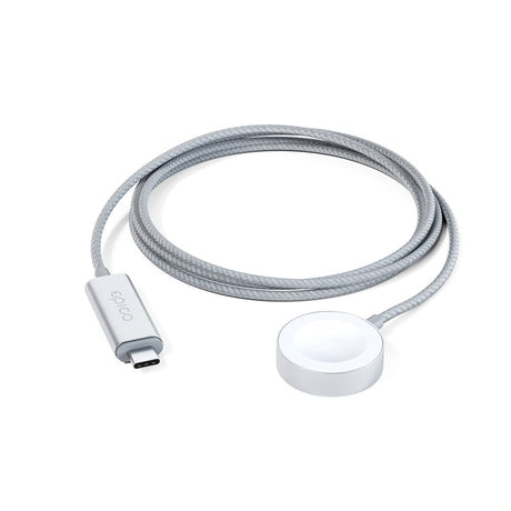 Epico Apple Watch 3W Magnetisk Ladekabel m. USB-C 120cm. - Sølv