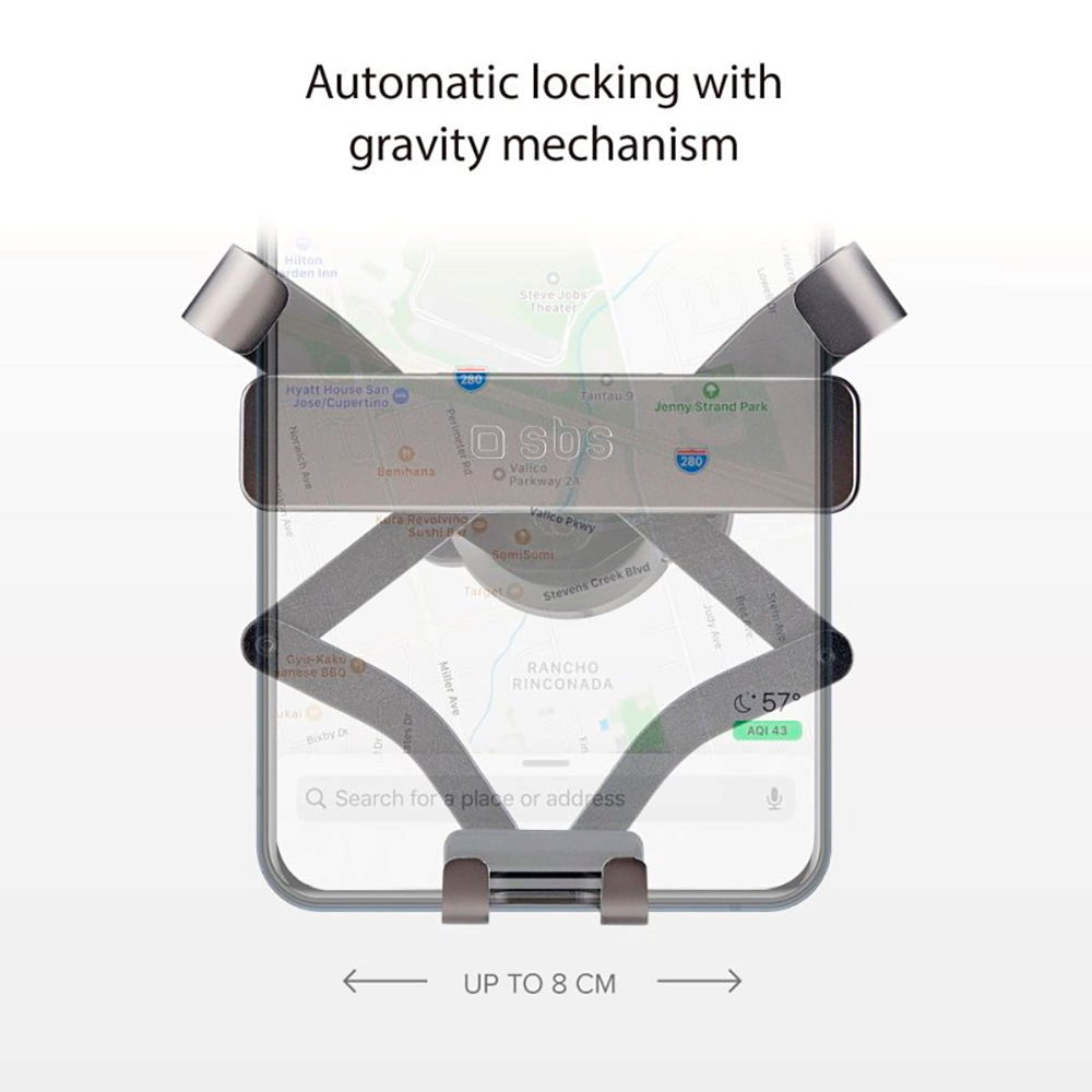 SBS Gravity Pro Mobiltelefonholder til Bil - Max Mobil: 80mm - Grå