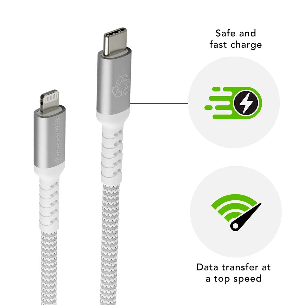 dbramante1928 Flettet Laderkabel - USB-C til Lightning - 36W - 2M - Hvit