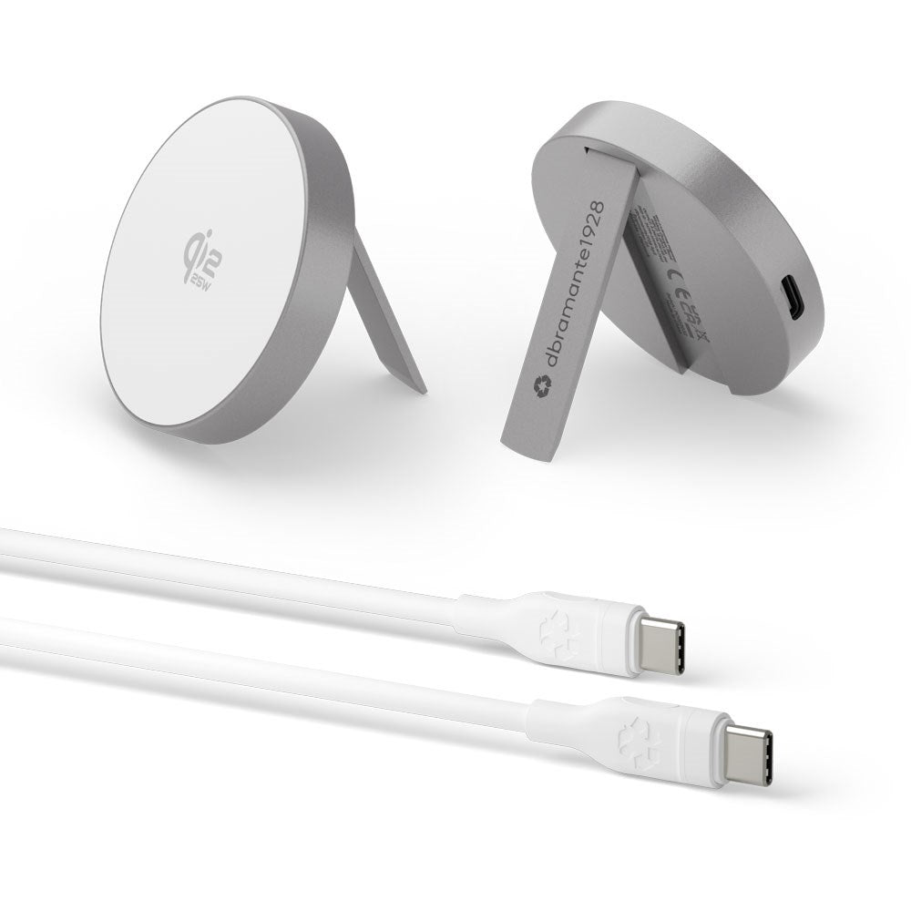 dbramante1928 Qi2 25W Trådløs Magnetisk Lader m. Stativfunksjon – MagSafe Kompatibel – Aluminium
