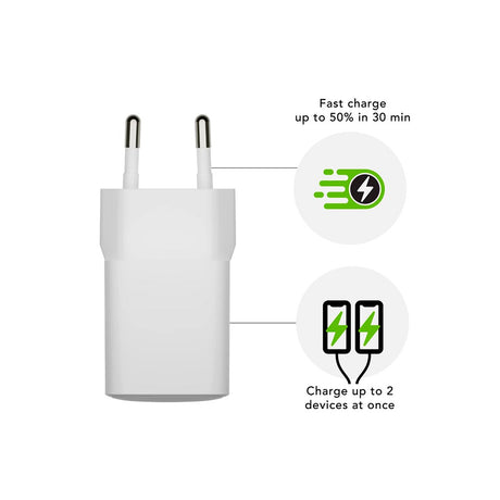 dbramante1928 EU Vegglader - 1 x USB-C 30W/1 x USB-A 18W - Hvit