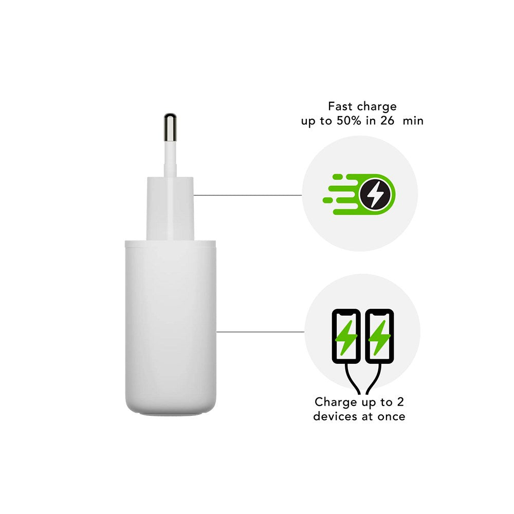 dbramante1928 EU Vegglader - 2 x USB-C 20W - Hvit