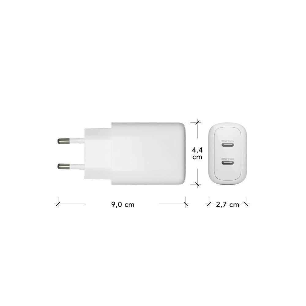 dbramante1928 EU Vegglader - 2 x USB-C 20W - Hvit