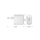 dbramante1928 EU Vegglader - 2 x USB-C 45W - Hvit