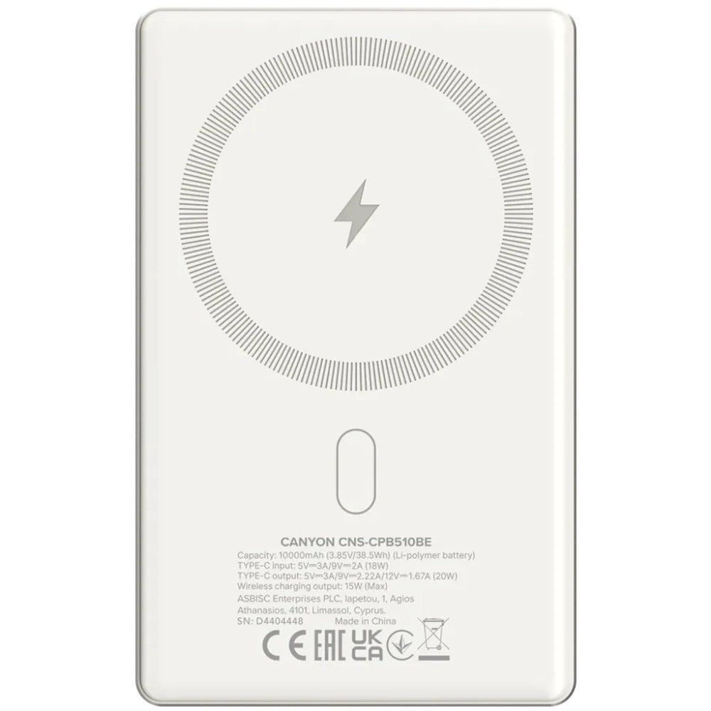 Canyon OnPower 510 20W PowerBank - 10.000 mAh - MagSafe Kompatibel - Beige