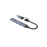 Canyon DS-02 4-i-1 USB-A/C Hub - Grå