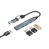 Canyon DS-02 4-i-1 USB-A/C Hub - Grå