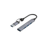 Canyon DS-02 4-i-1 USB-A/C Hub - Grå