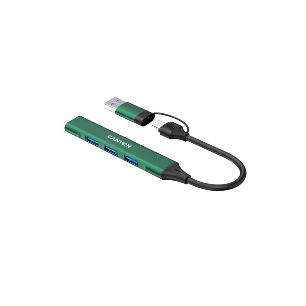Canyon DS-02 4-i-1 USB-A/C Hub - Grøn