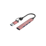 Canyon DS-02 4-i-1 USB-A/C Hub - Rosa