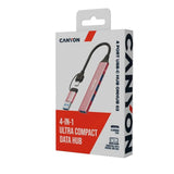 Canyon DS-02 4-i-1 USB-A/C Hub - Rosa