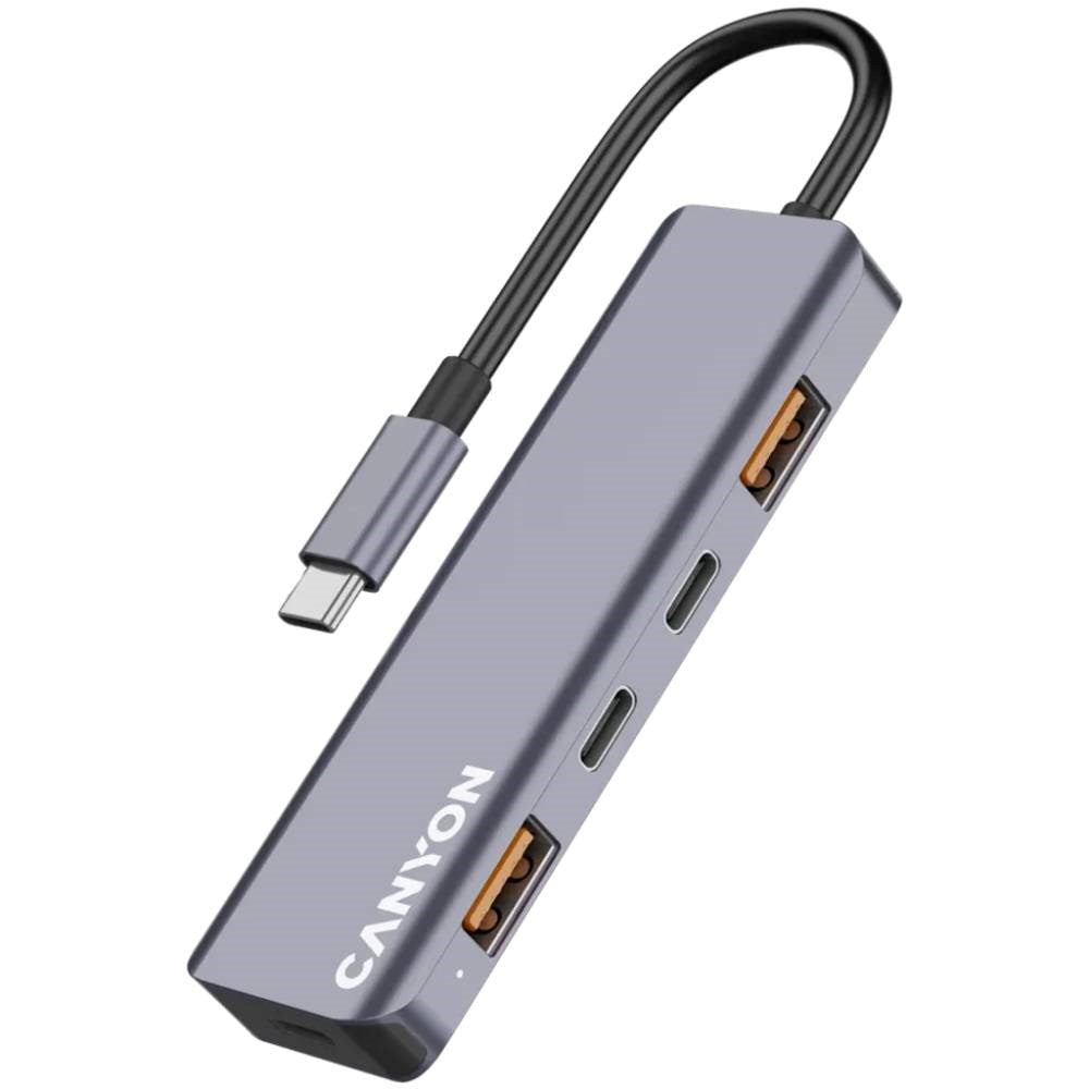 Canyon DS18 100W 5-i-1 USB-C Hub - Grå