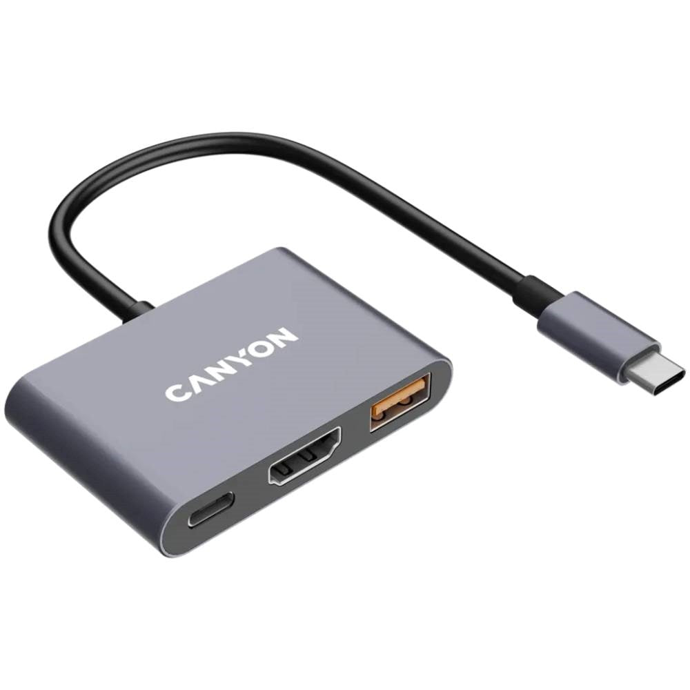 Canyon DS4 100W 3-i-1 USB-C Hub - Grå