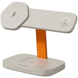 Canyon Hexagon 15W 3-i-1 Trådløs Lader - Qi / MagSafe Kompatibel - Beige / Oransje