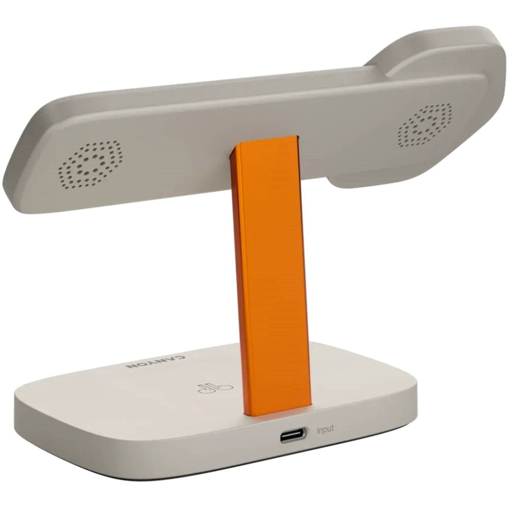 Canyon Hexagon 15W 3-i-1 Trådløs Lader - Qi / MagSafe Kompatibel - Beige / Oransje