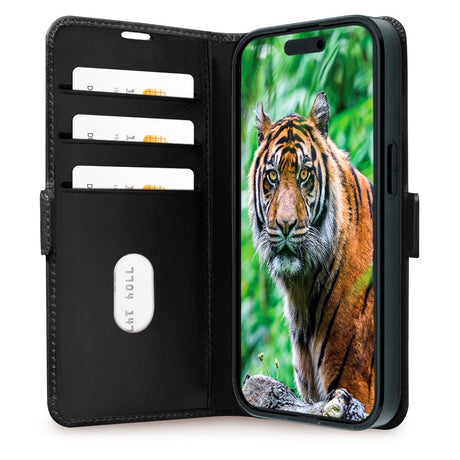 iPhone 15 dbramante1928 Copenhagen Ekte Skinn Flip Deksel m. Lommebok - Black