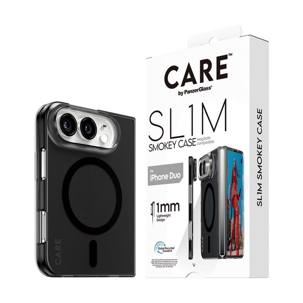 iPhone Duo CARE by PanzerGlass FLAGSHIP Signature Deksel - MagSafe Kompatibel - Smokey Black