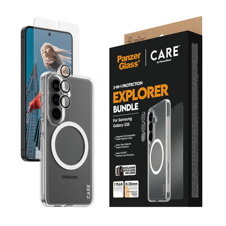 Samsung Galaxy S26 Urban Combat 3-in-1 Bundle med Deksel / Skjermbeskytter / Kamerabeskyttelse - Qi Kompatibel - Gjennomsiktig