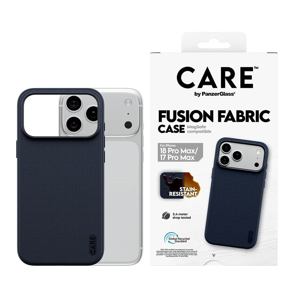 iPhone 18 Pro Max / 17 Pro Max CARE by PanzerGlass Fusion Fabric Deksel - MagSafe Kompatibel - Blå