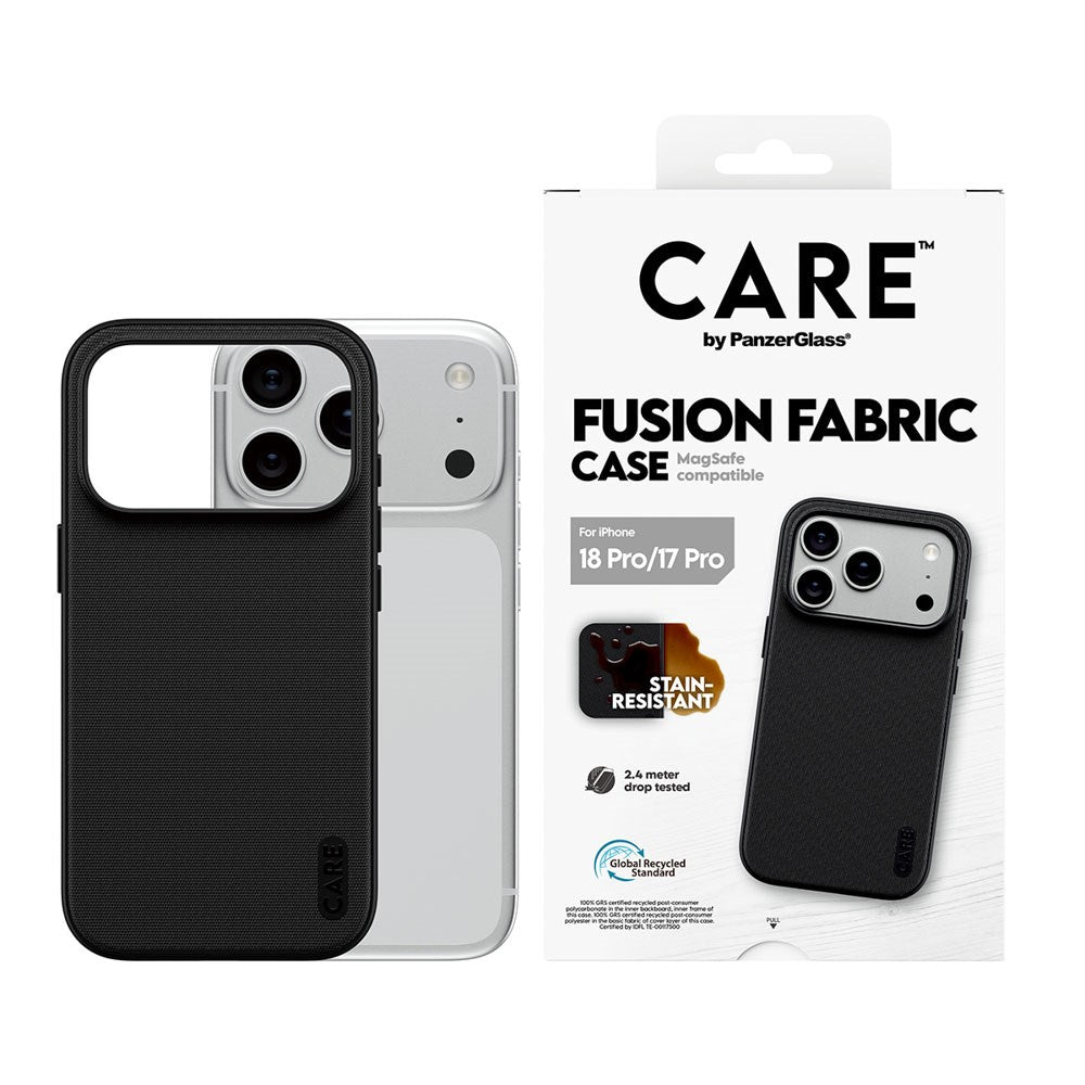 iPhone 18 Pro / 17 Pro CARE by PanzerGlass Fusion Fabric Deksel - MagSafe Kompatibel - Svart