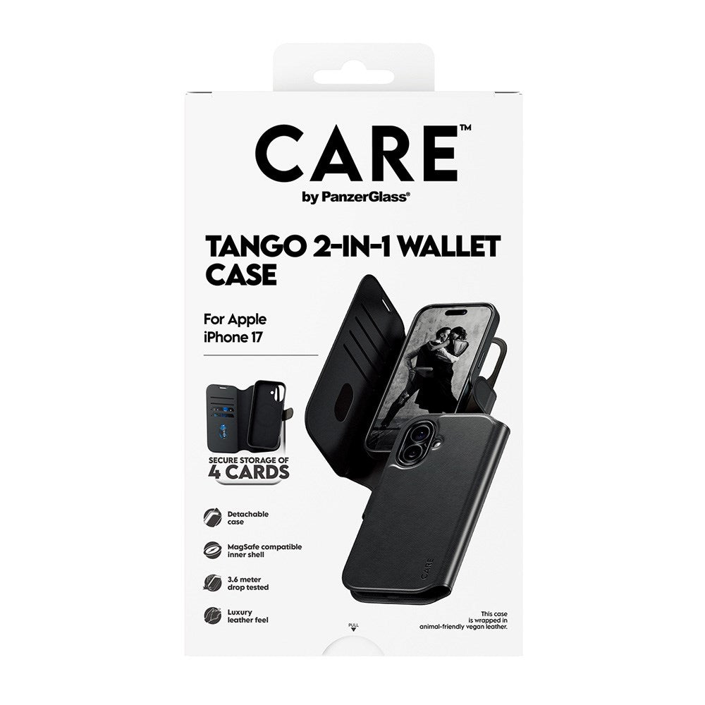 CARE by PanzerGlass iPhone 17 Feature Tango 2-in-1 Deksel med Lommebok - Svart