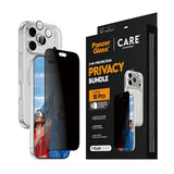 iPhone 18 Pro CARE by PanzerGlass 3-i-1 FLAGSHIP Bundle - Deksel / Privacy Skjermbeskyttelse (UWF) / Kamerabeskyttelse - Gjennomsiktig / Svart