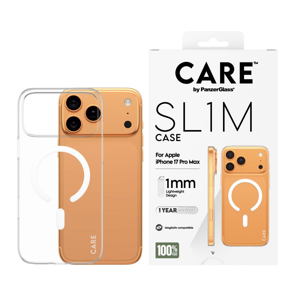 iPhone 17 Pro Max CARE by PanzerGlass SL1M Deksel - MagSafe Kompatibel - Gjennomsiktig