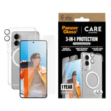 CARE by PanzerGlass Samsung Galaxy S25 Edge 3-i-1 FLAGSHIP Bundle - Deksel / Skjermbeskyttelse (UWF) / Kamerabeskyttelse - Gjennomsiktig / Hvit