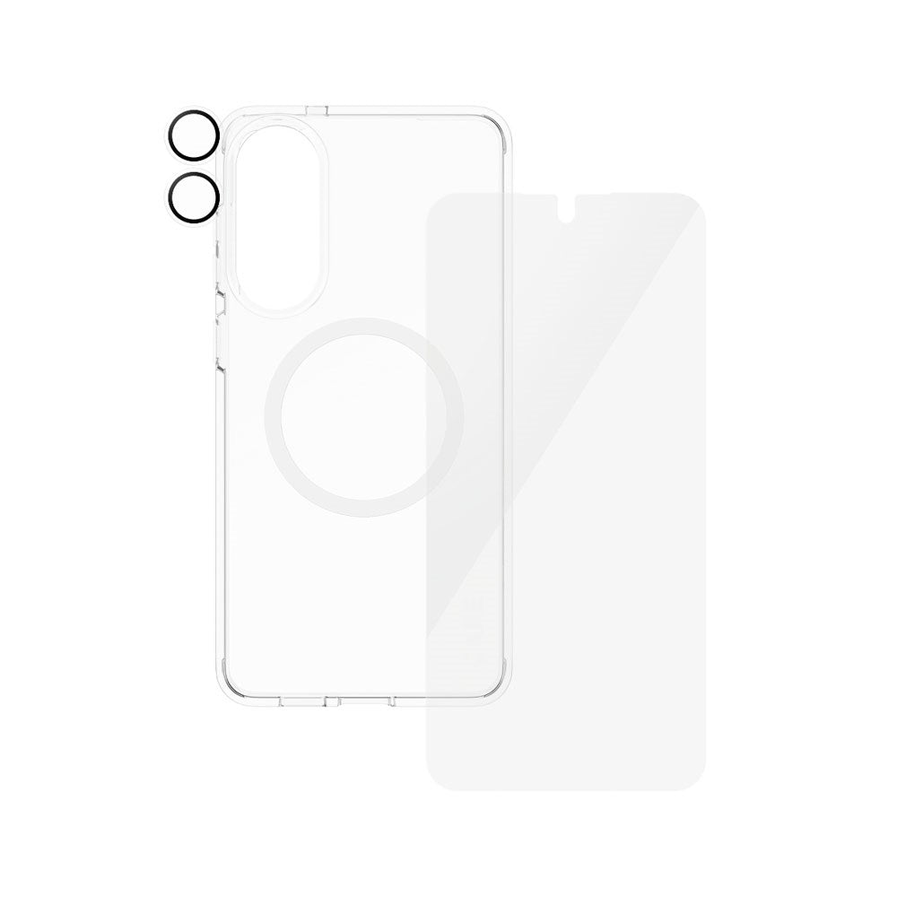 CARE by PanzerGlass Samsung Galaxy S25 Edge 3-i-1 FLAGSHIP Bundle - Deksel / Skjermbeskyttelse (UWF) / Kamerabeskyttelse - Gjennomsiktig / Hvit