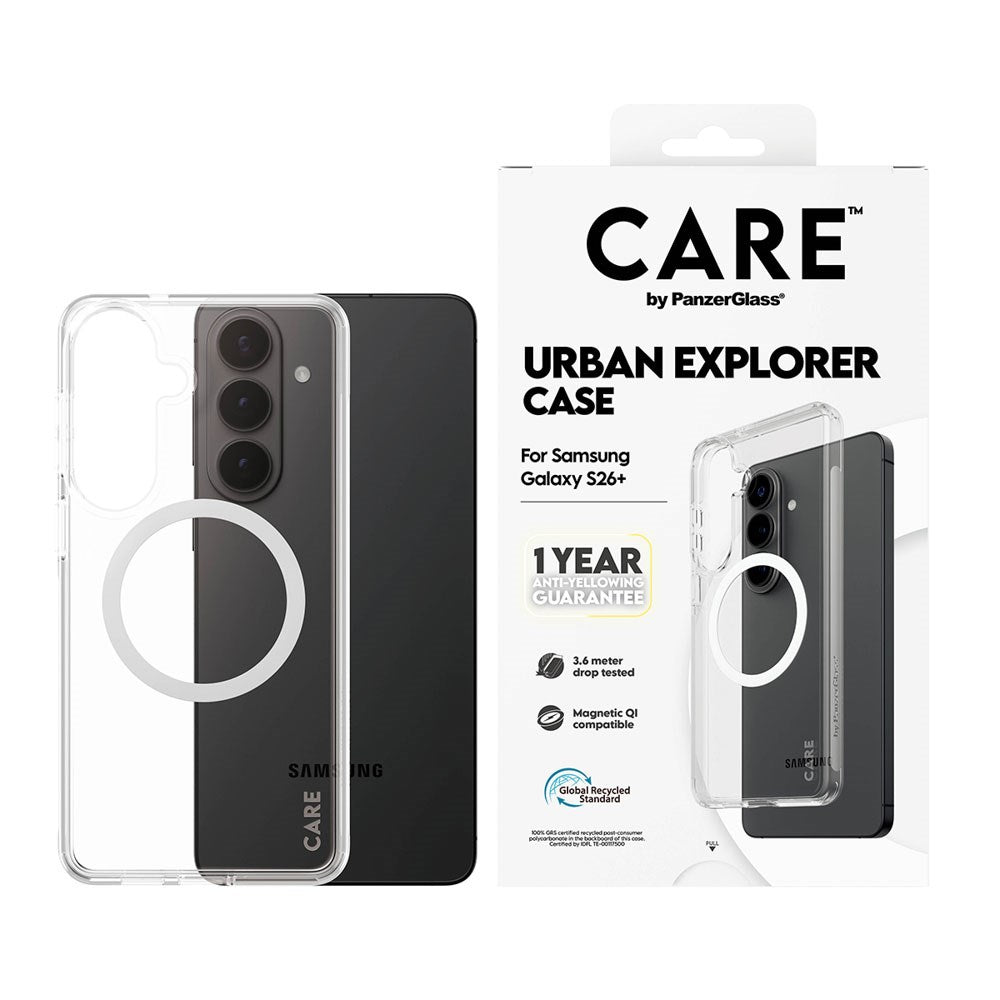 Samsung Galaxy S26+ (Plus) CARE by PanzerGlass Urban Explorer Deksel - Qi Kompatibel - Gjennomsiktig / Hvit