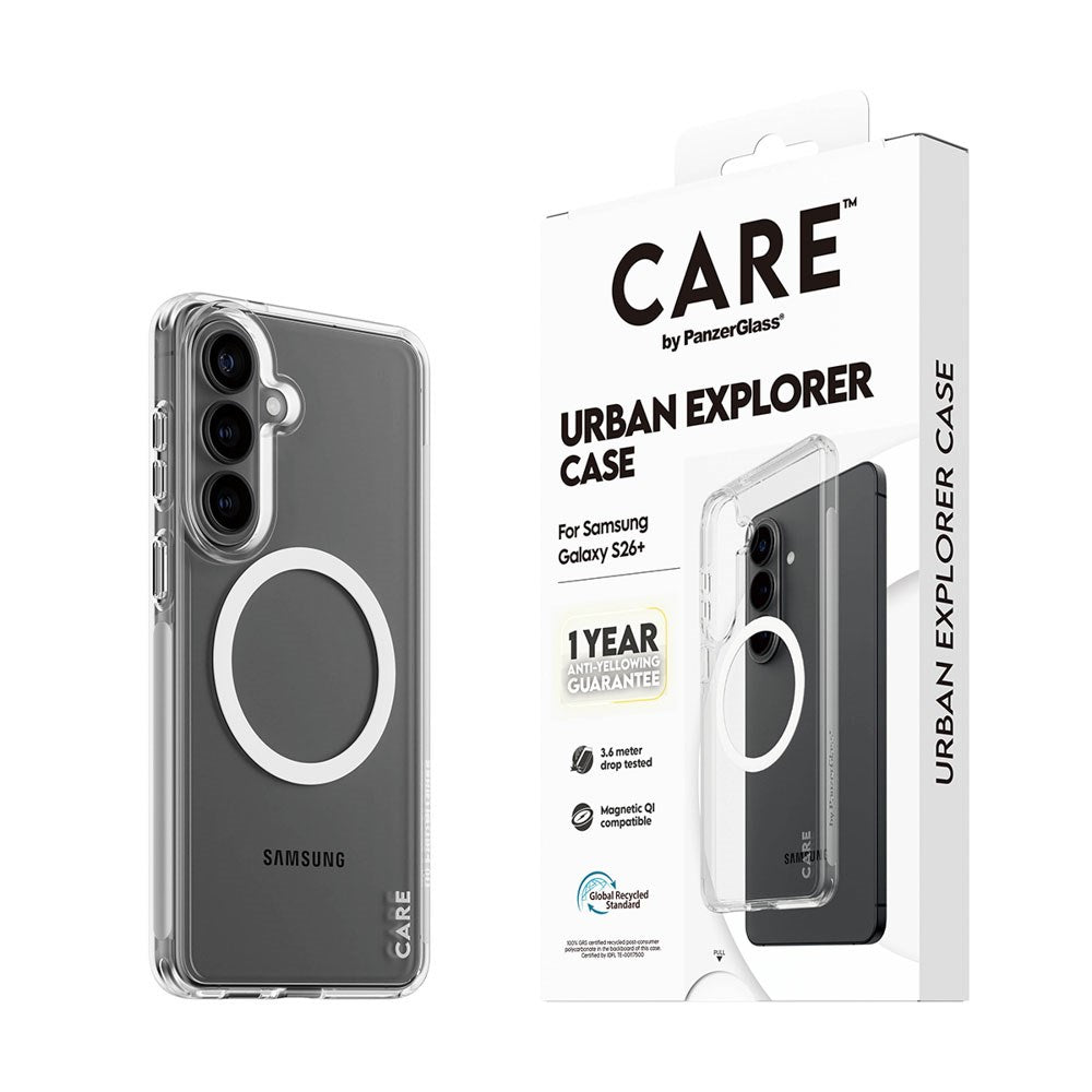 Samsung Galaxy S26+ (Plus) CARE by PanzerGlass Urban Explorer Deksel - Qi Kompatibel - Gjennomsiktig / Hvit