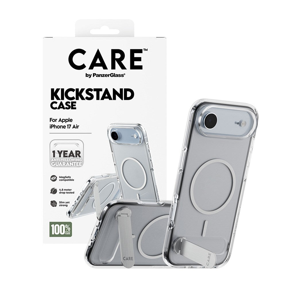 CARE by PanzerGlass iPhone Air Feature Kickstand Deksel - MagSafe Kompatibel - Transparent / Silver